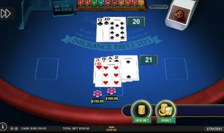 Khám Phá Trò Chơi Blackjack Tại VZ99: Đỉnh Cao Giải Trí 2 Giao diện chơi Blackjack tại VZ99